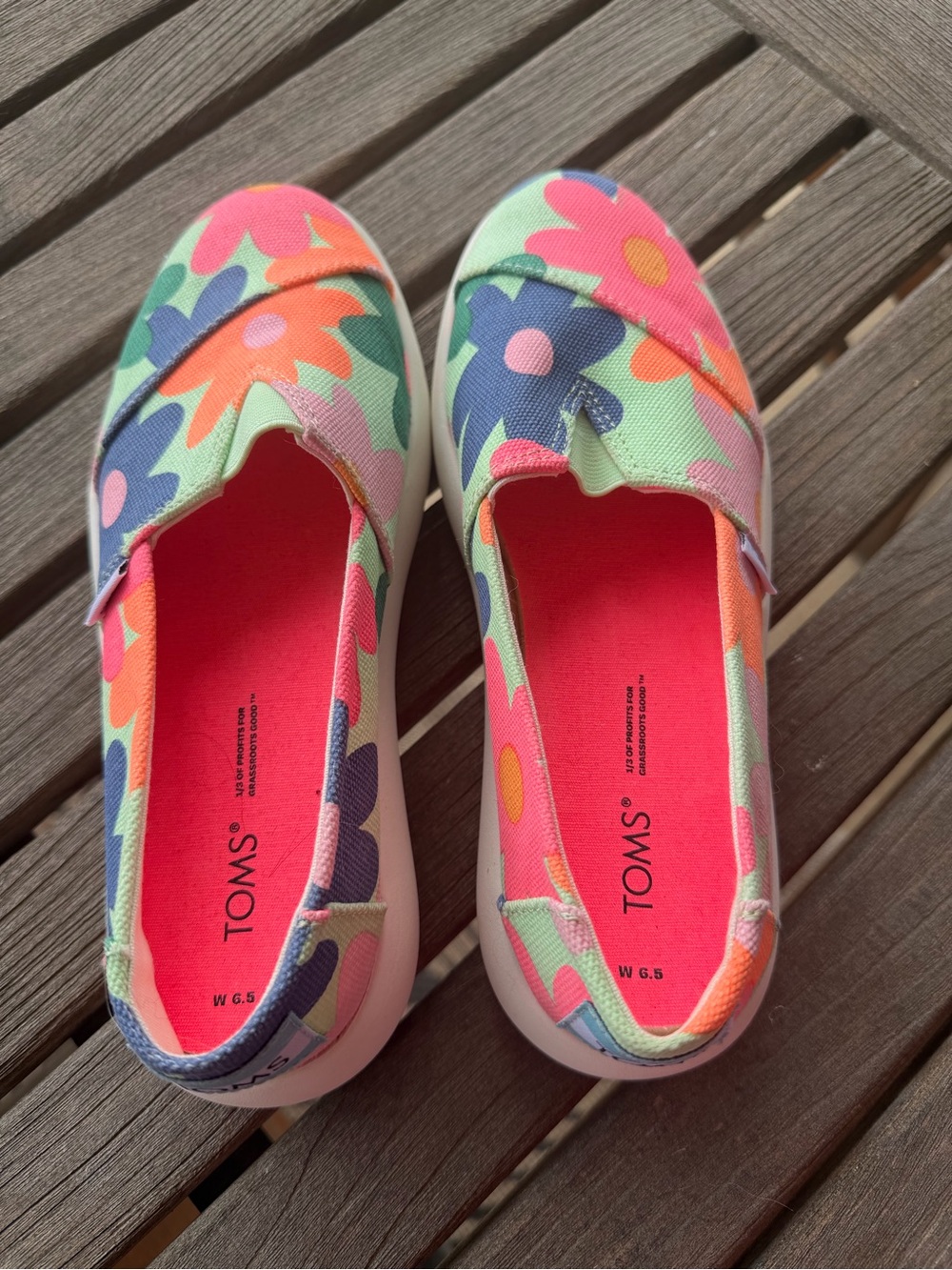 Toms Floral Slip-On Sneakers - Pink, Mint & Blue - Picture 2 of 5
